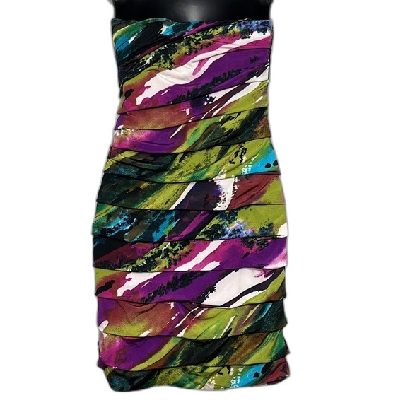 Accidentally in Love Strapless Body Con Multi Print Color Dress Size Small - Picture 5 of 9